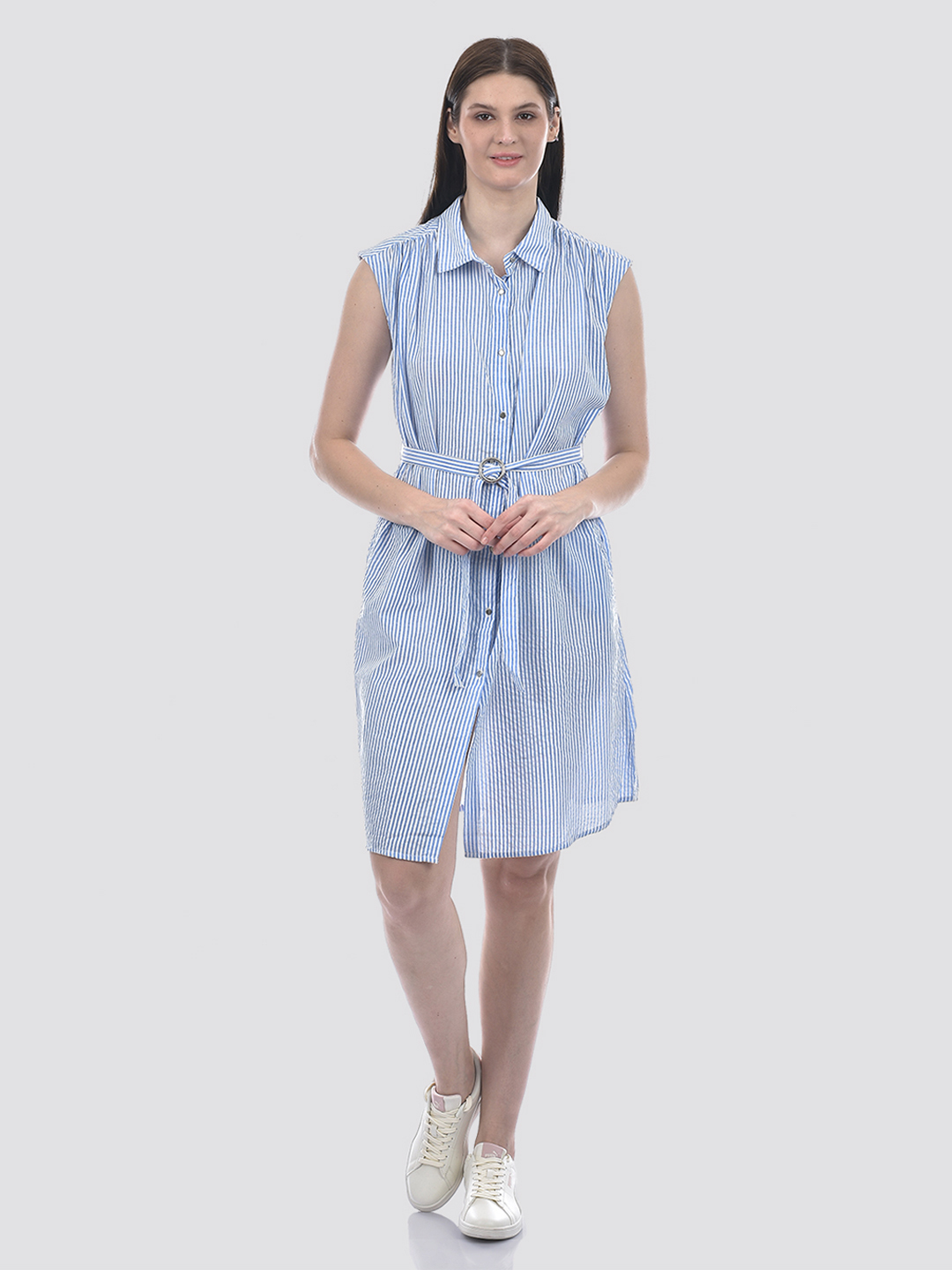 Numero Uno Women Stripes Blue Dress